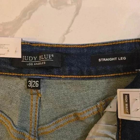 NWT Judy Blue Womens High Waisted Relaxed Straight Leg Jeans Dark Blue Size 26 - Picture 7 of 10